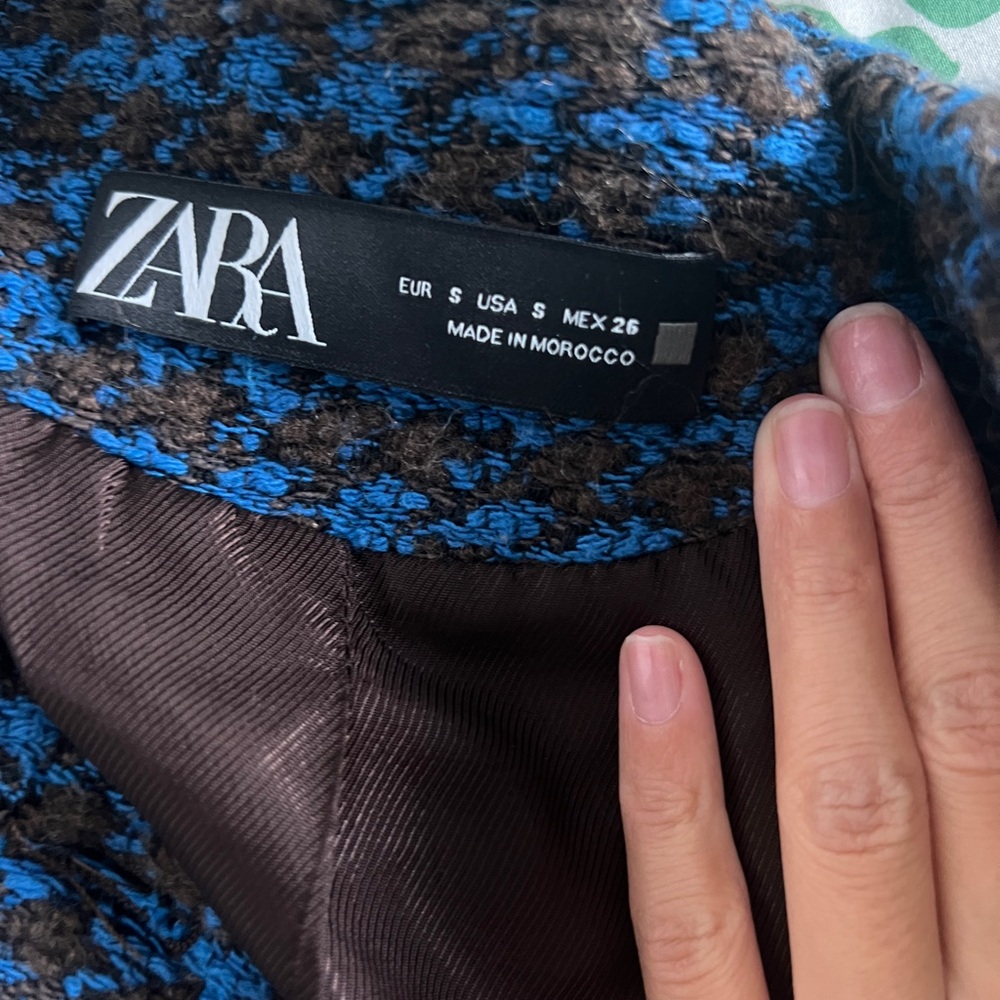Zara Houndstooth Plaids Tweed Blazer Jacket - Picture 9 of 11